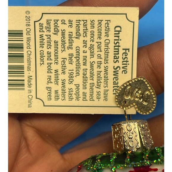 Old World Christmas Blown Glass Christmas Ornament, Festive Christmas Sweater - Picture 5 of 8